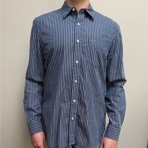 American Eagle Outfitters Navy Striped Men’s Button Down Shirt